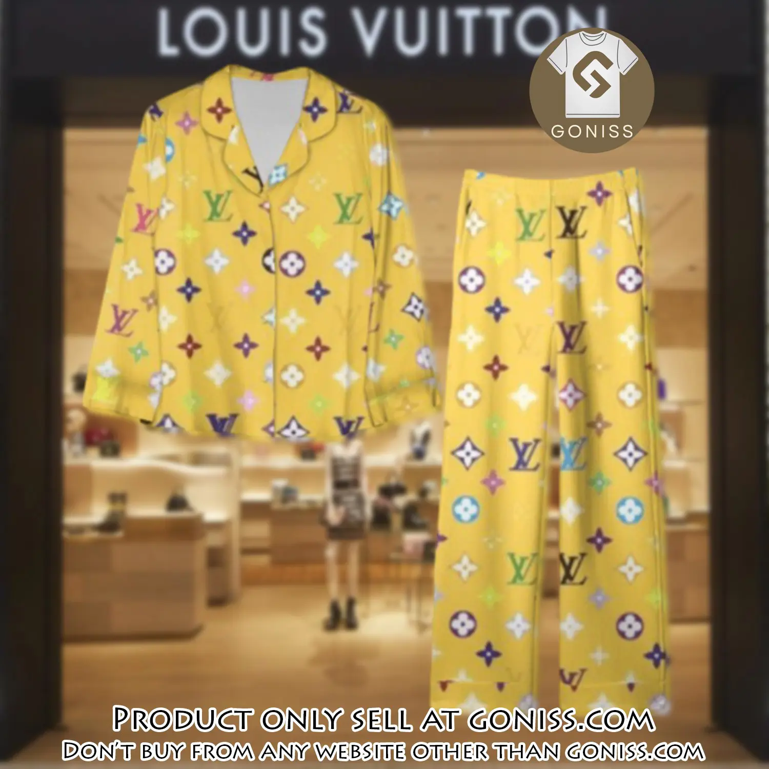 Trending luxury lv satin pajama set pjs1085 gn1207986